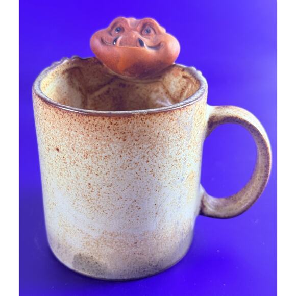 Vintage Japan Art Pottery Prehistoric Lizard Fangs Glazed Stoneware Mugs - Picture 5 of 11